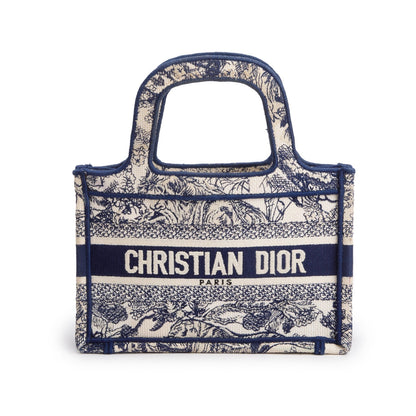 Christian Dior 2020 Blue Canvas Embroidered Mini Toile De Jouy Book Tote