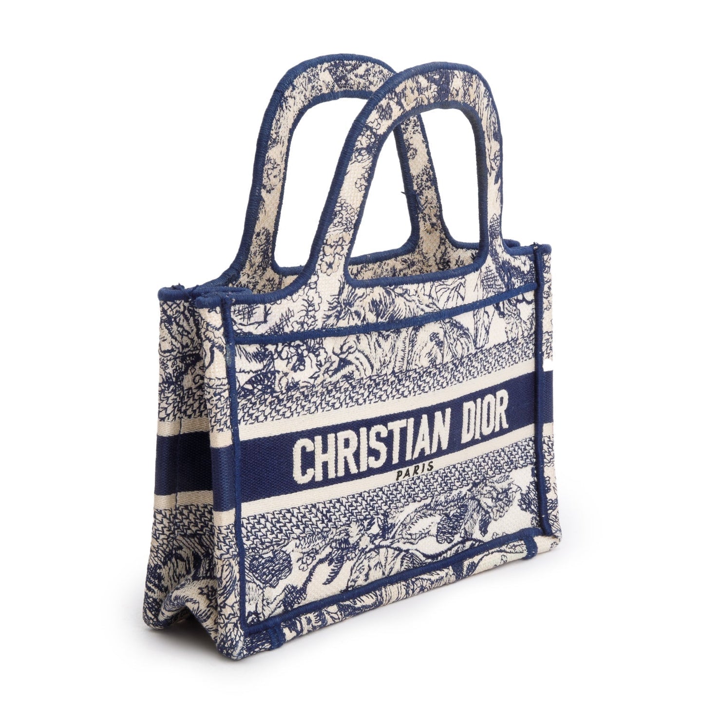 Christian Dior 2020 Blue Canvas Embroidered Mini Toile De Jouy Book Tote