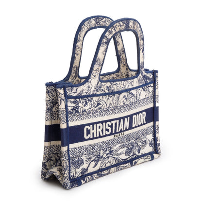 Christian Dior 2020 Blue Canvas Embroidered Mini Toile De Jouy Book Tote