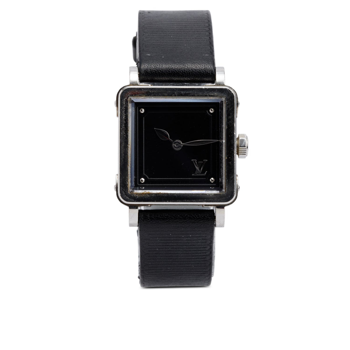 Louis Vuitton Stainless Steel Emprise 24 MM Watch Black Dial Q3M00