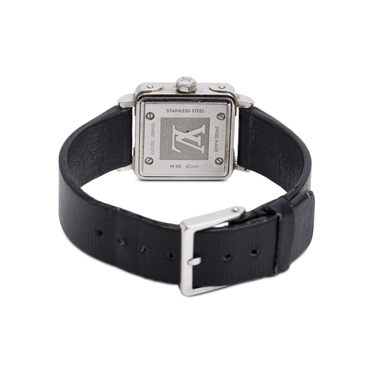 Louis Vuitton Stainless Steel Emprise 24 MM Watch Black Dial Q3M00