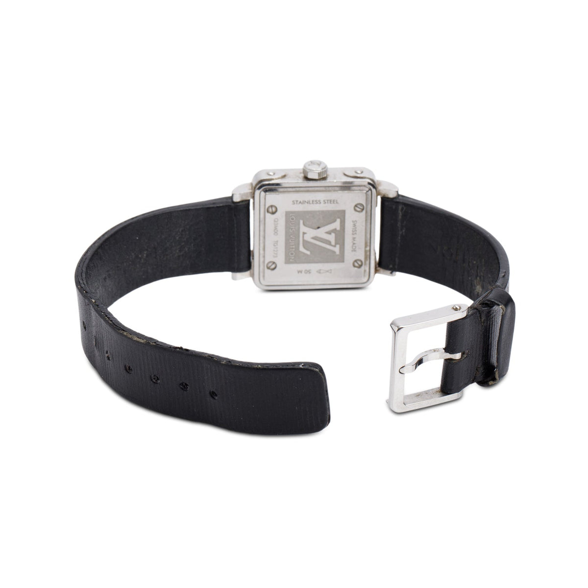 Louis Vuitton Stainless Steel Emprise 24 MM Watch Black Dial Q3M00