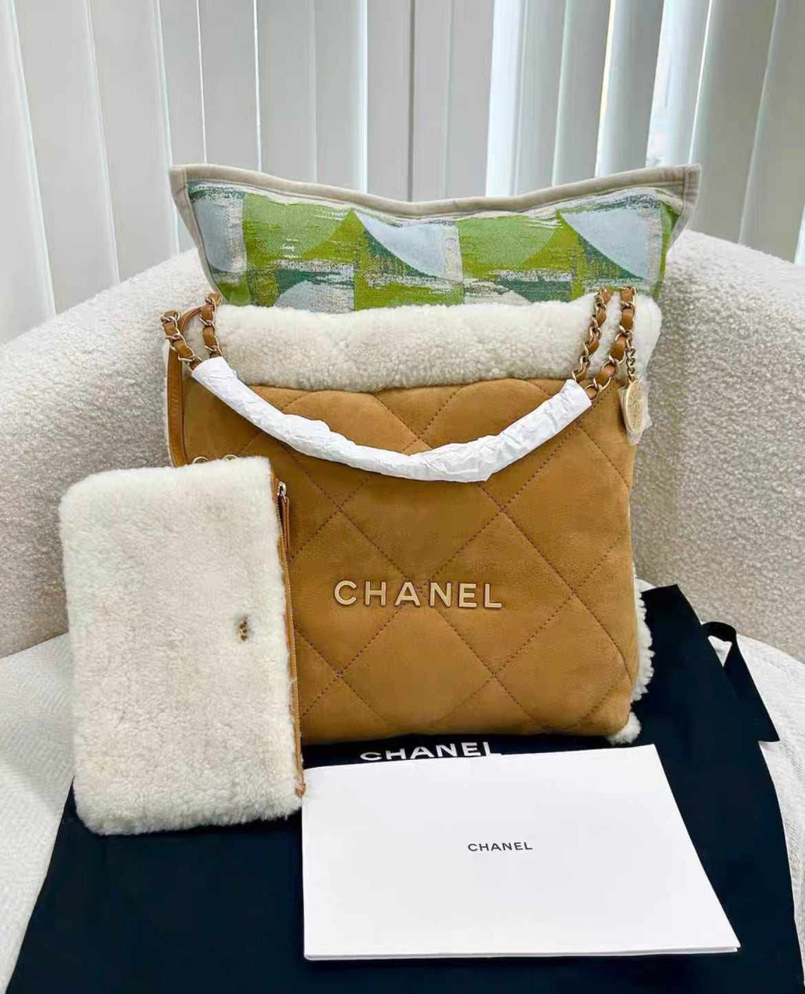 Chanel 23B 22 Shearling Hobo Bag