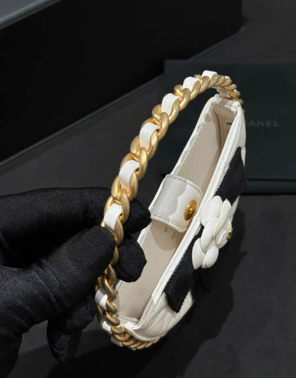 Chanel 23K Camellia Hula Hoop Bag White