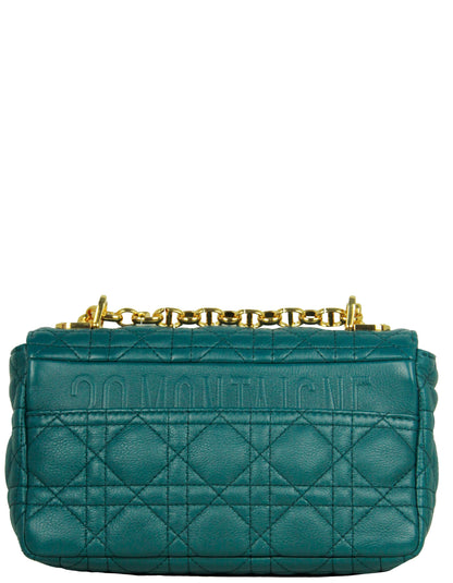 Christian Dior Teal Leather Cannage Small Caro Bag