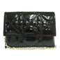 Dior Shoulder Bag Patent leather black Chain Card Case Coin Case Wallet Women
