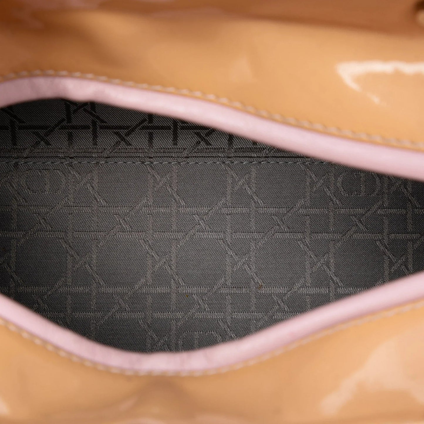 Brown Dior Medium Patent Cannage Lady Dior Satchel