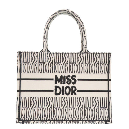 Christian Dior Handbag canvas white Medium Book Tote in Embroidery Women(Unisex)