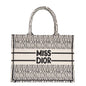 Christian Dior Handbag canvas white Medium Book Tote in Embroidery Women(Unisex)