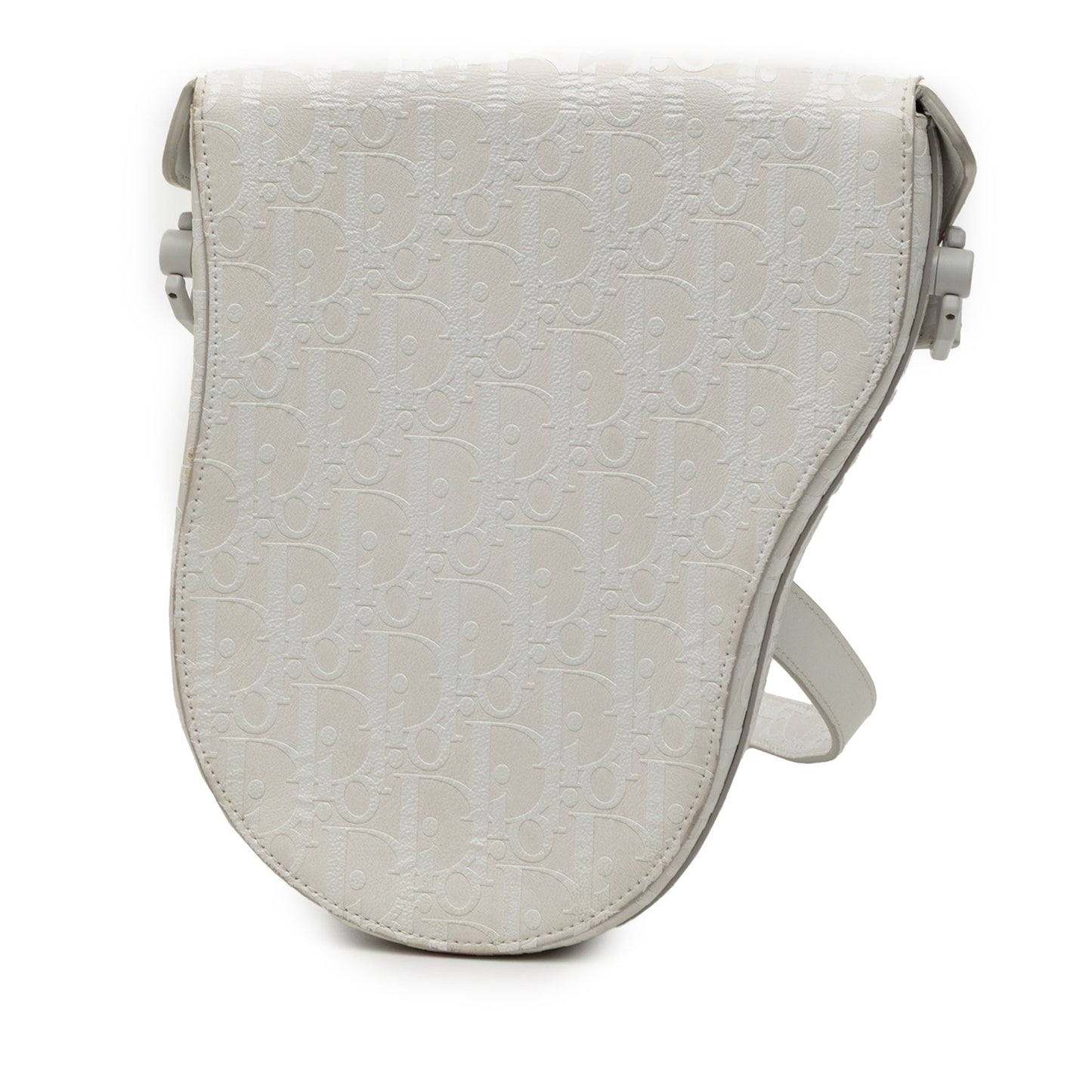 White Dior Oblique Calfskin Saddle Boxy Crossbody