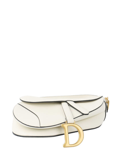 Dior Saddle Leather Crossbody White