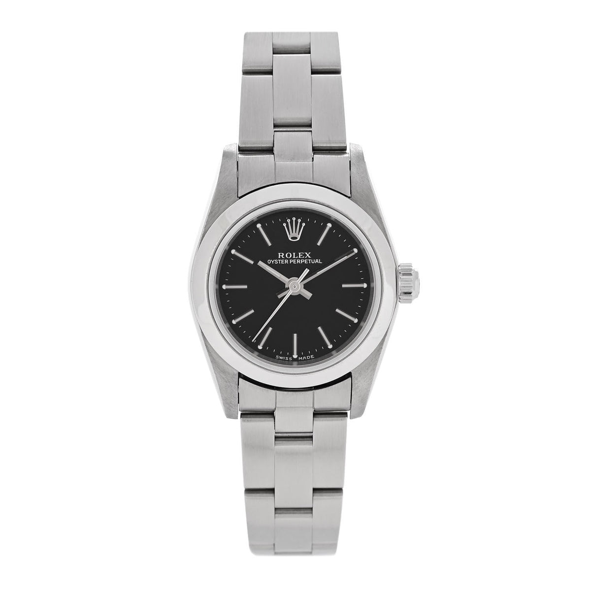 Stainless Steel 24mm Oyster Perpetual Watch Black 76080