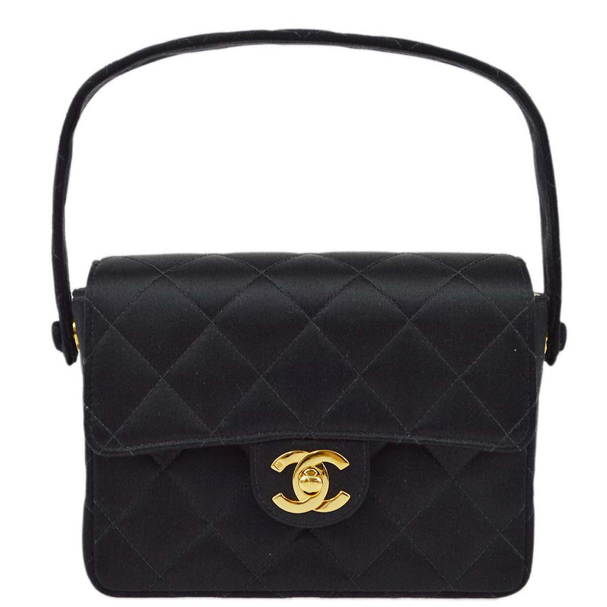 Chanel Black Satin Mini Classic Square Flap Handbag