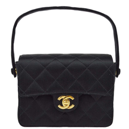 Chanel Black Satin Mini Classic Square Flap Handbag