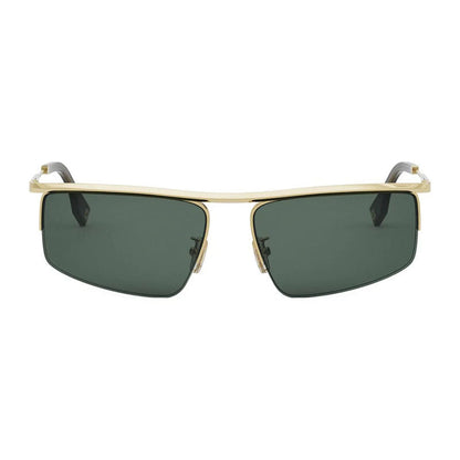 Fendi Sunglasses Rectangle Full Rim, Shiny Endura Gold Frame and Green Lens FE40141U30N