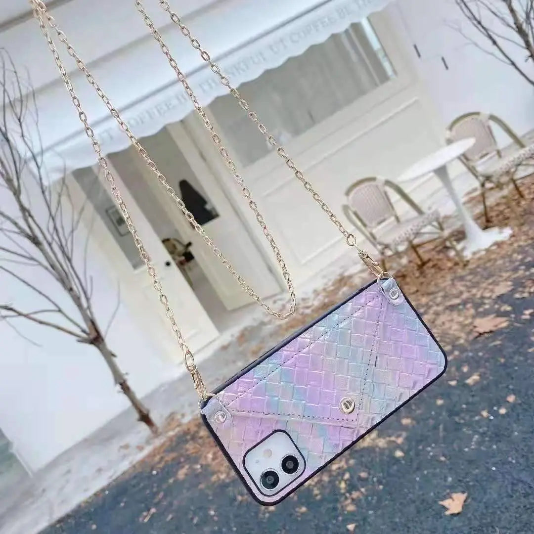 Multicolor card bag chain phone case  For iphone