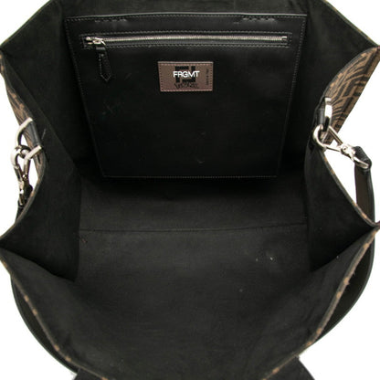 Fendi FF Logo Nylon Leather Shoulder Bag