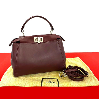Fendi Peekaboo Leather Red Handbag Style 37