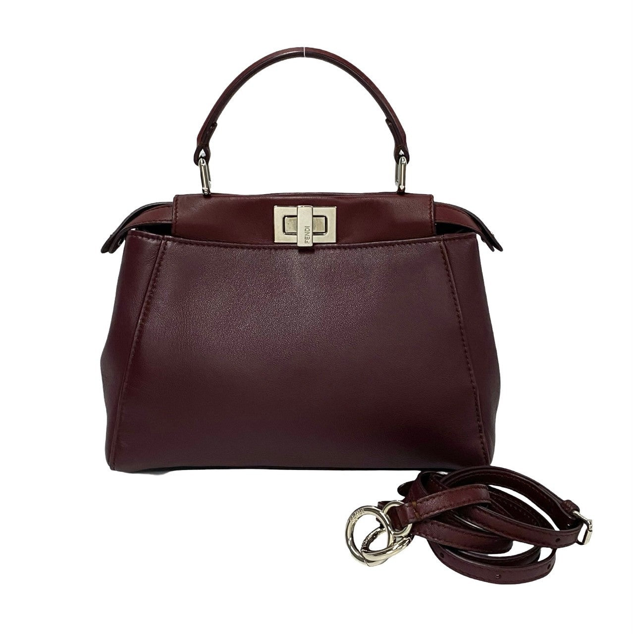 Fendi Peekaboo Leather Red Handbag Style 36
