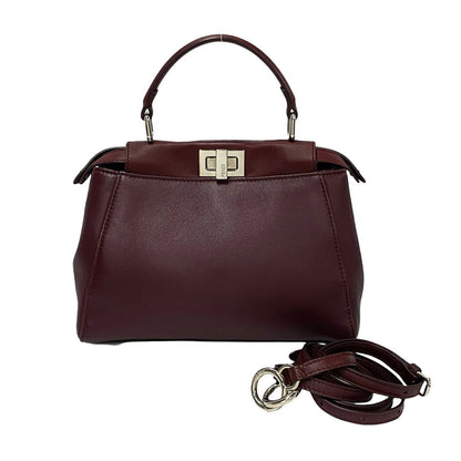 Fendi Peekaboo Leather Red Handbag Style 36