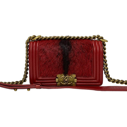 Chanel Boy Chanel Leather Rabbit Fur Shoulder Bag