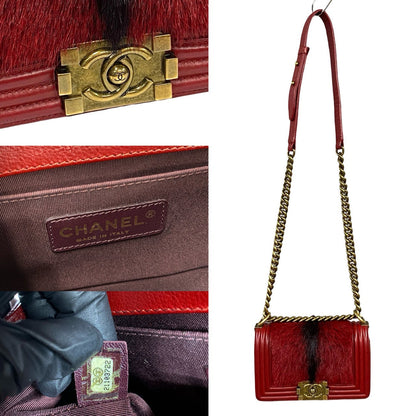 Chanel Boy Chanel Leather Rabbit Fur Shoulder Bag