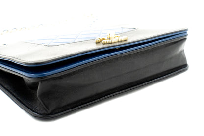 Chanel Black Blue Wallet On Chain WOC Shoulder Bag Crossbody Gold
