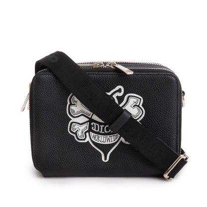 Christian Dior x Shawn Stussy Black Calfskin Leather Double Zip Crossbody Bag