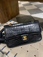Chanel Medium Double Flap Bag In Crocodile Leather