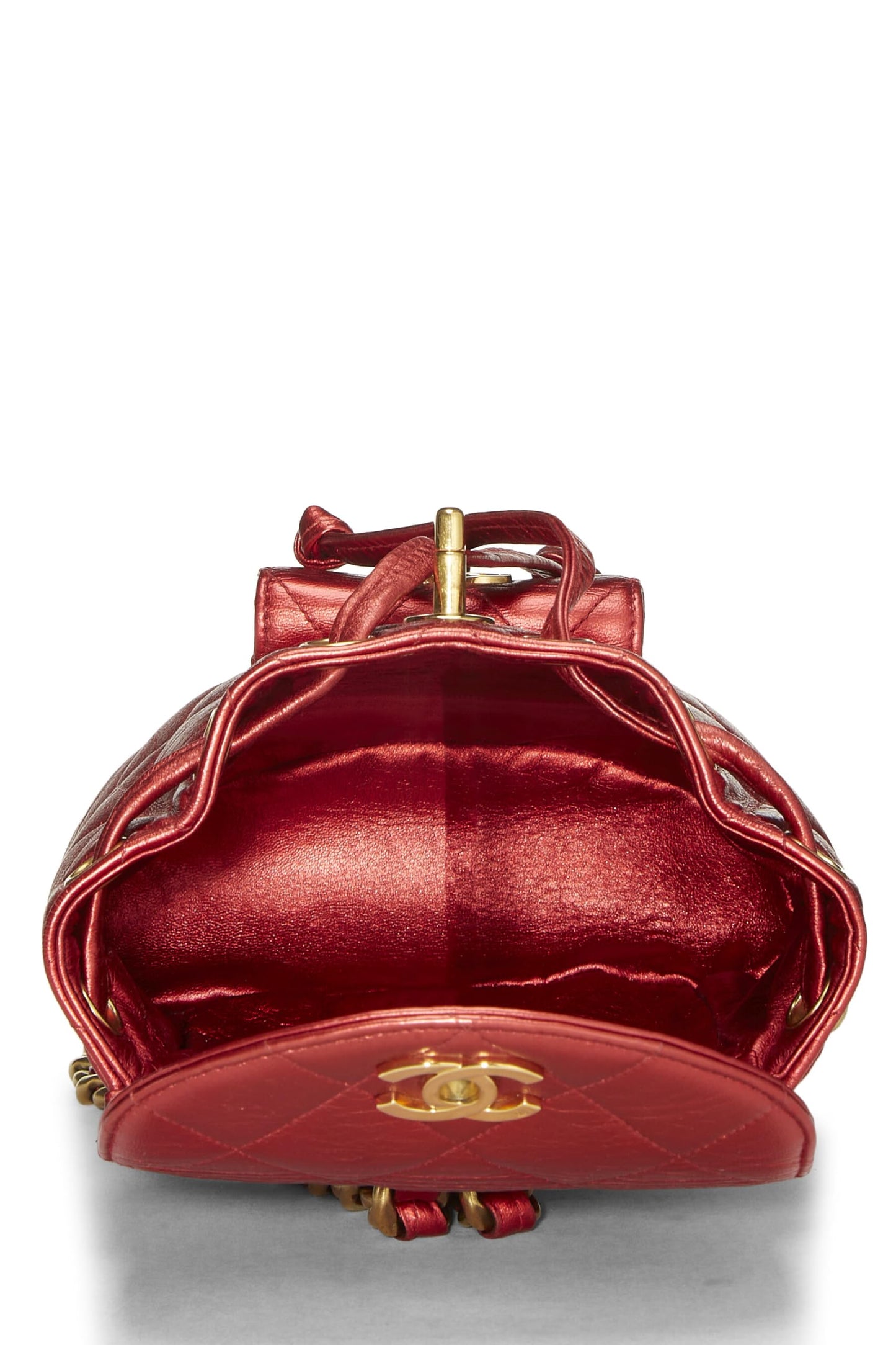 Chanel, Red Metallic Leather Classic Backpack Mini, Red