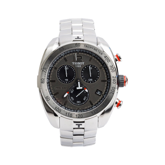 Tissot Stainless Steel PRS 330 44 MM Chronograph Quartz Watch Grey Dial w/ Box