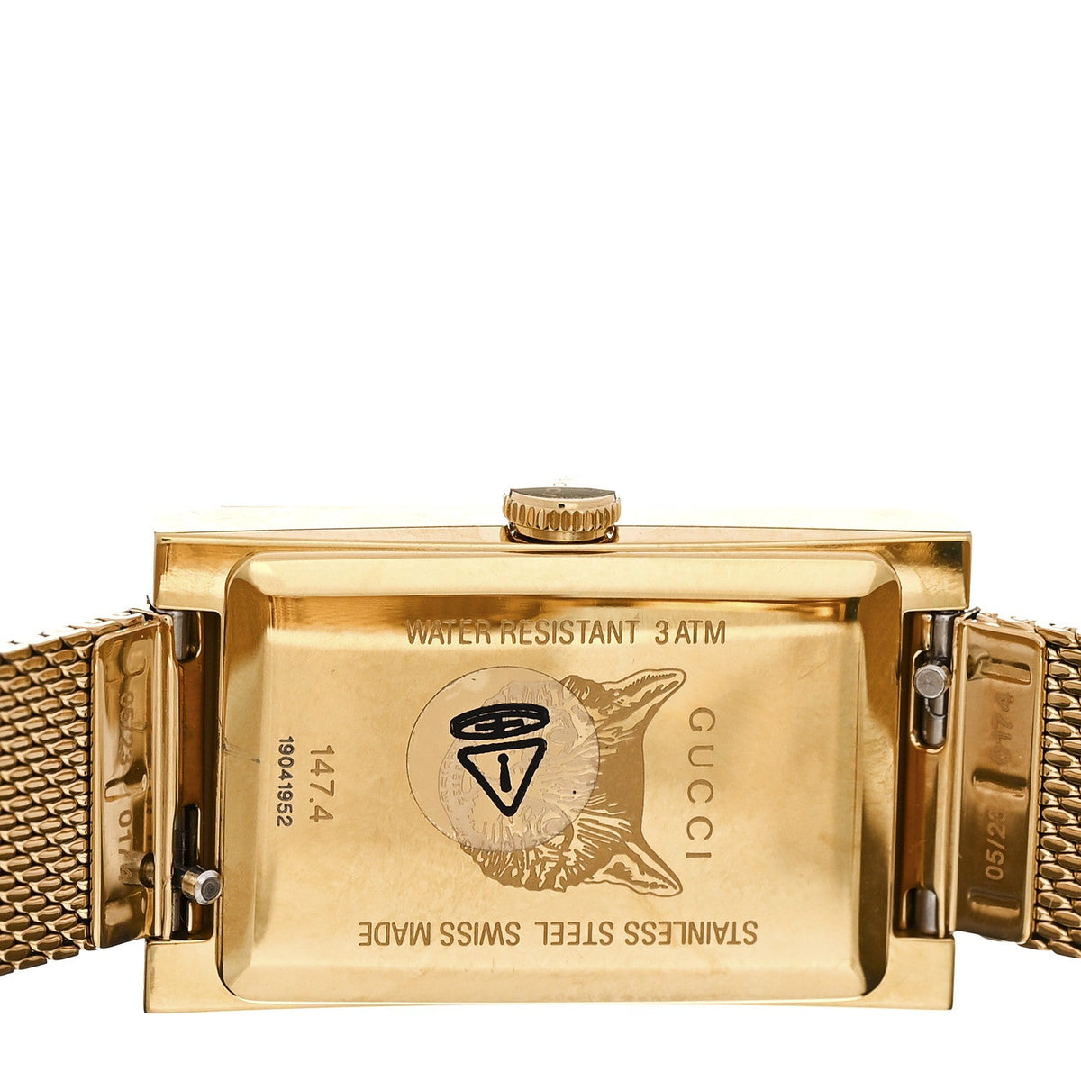 Stainless Steel 14mm Web G-Frame Quartz Watch Gold