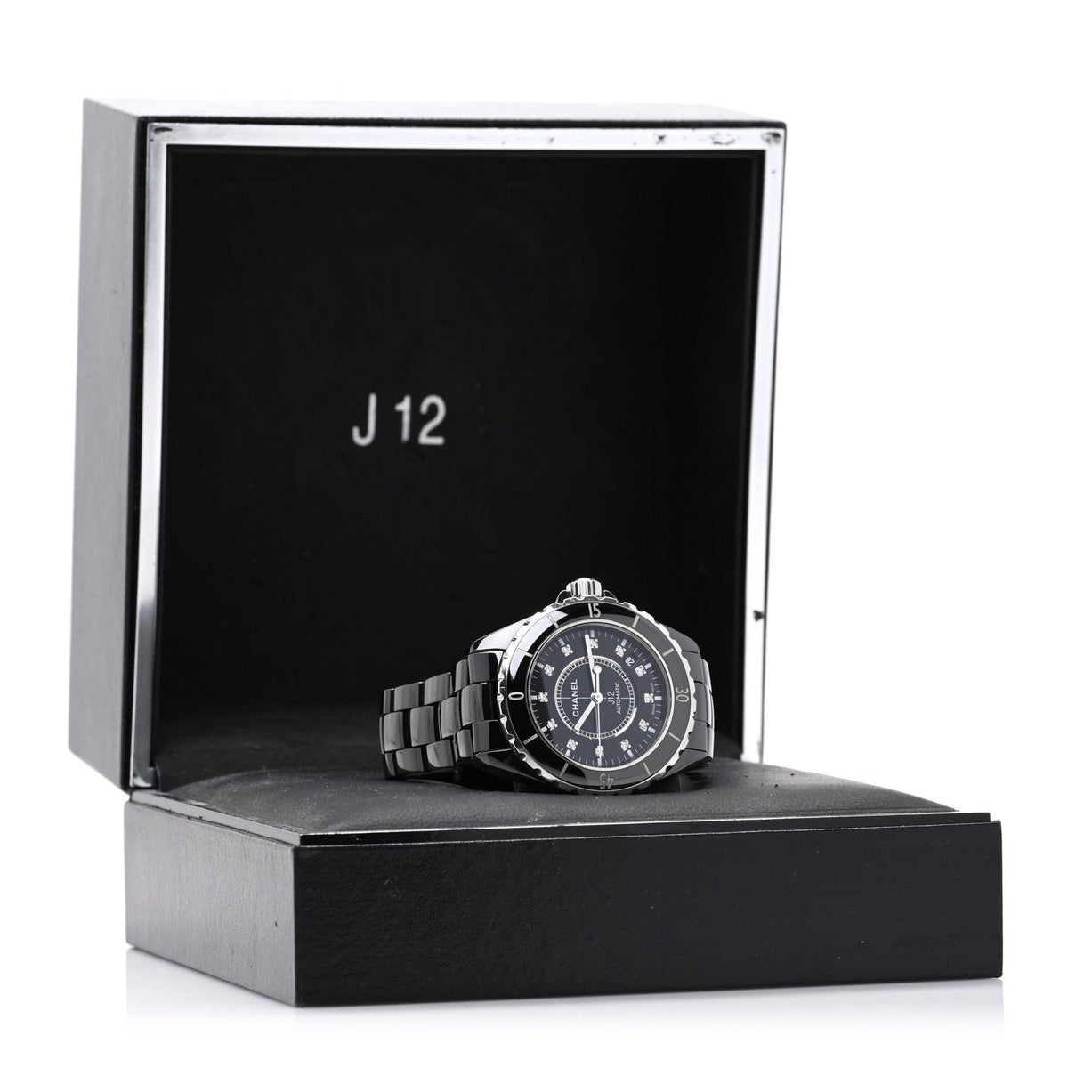 Stainless Steel Ceramic Diamond 38mm J12 Automatic Watch Black