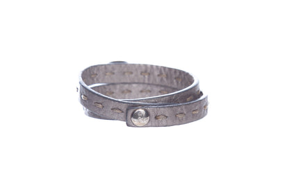 Fendi Grey Leather Selleria Bracelet