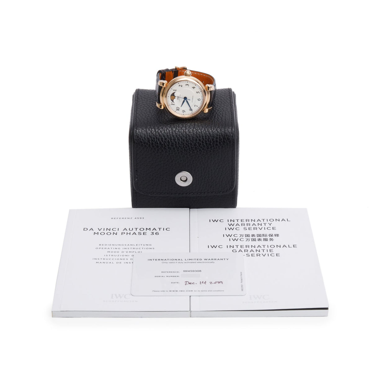 IWC 18k Rose Gold Da Vinci Moonphase 36 MM Automatic Watch IW459308 w/ Box & Papers