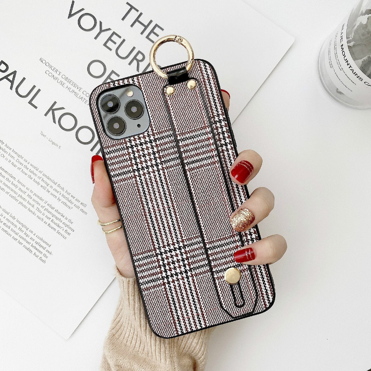 Retro Check Wristband Phone Case for Samsung