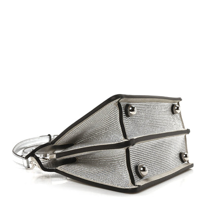 Fendi Crystal Vitello Laminato FF Petite Peekaboo I SEE U Satchel Crystal Argento