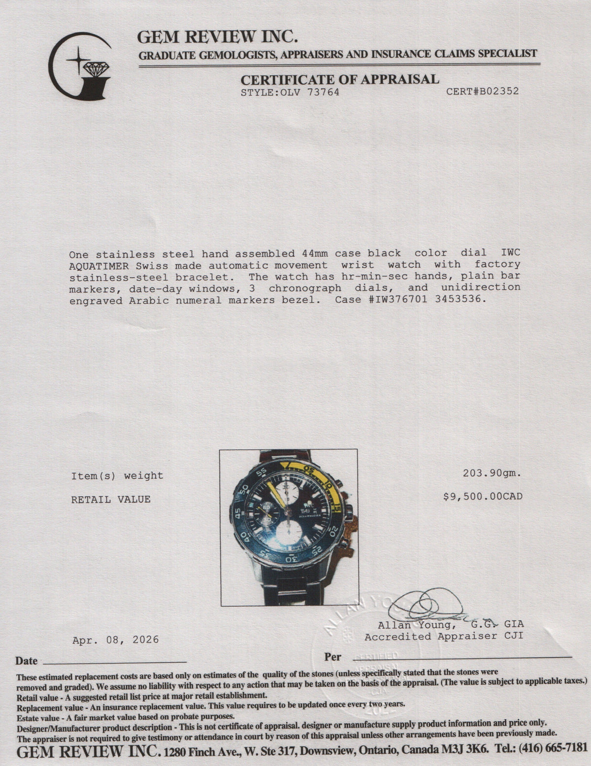 IWC Stainless Steel Aquatimer 44 MM Automatic Chronograph Watch Back Dial IW376701 w/ Box, Papers & Extra Straps