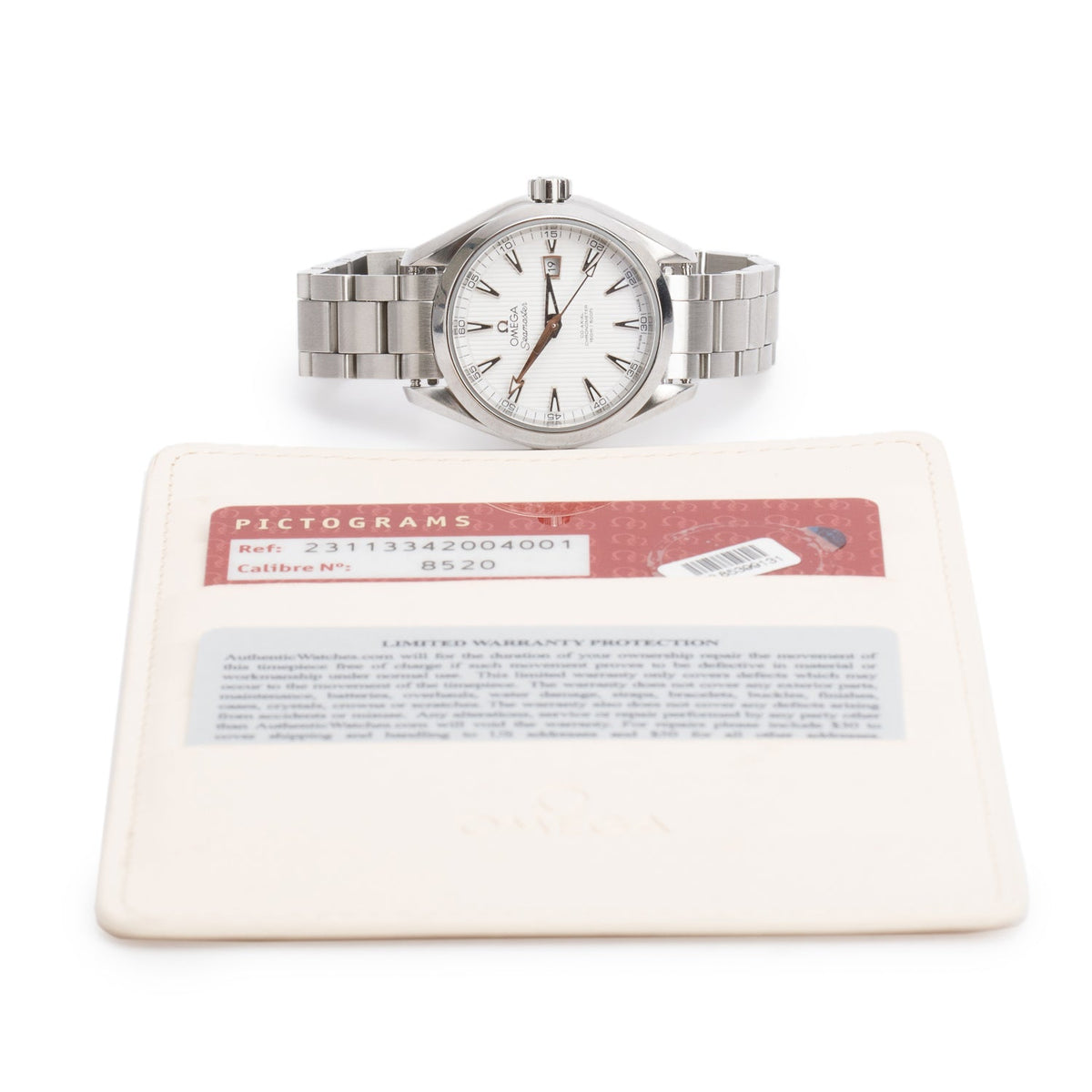 Omega Stainless Steel Seamaster Aqua Terra 34 MM 150M Co-Axial Chronometer Automatic Watch White Dial w/ Papers