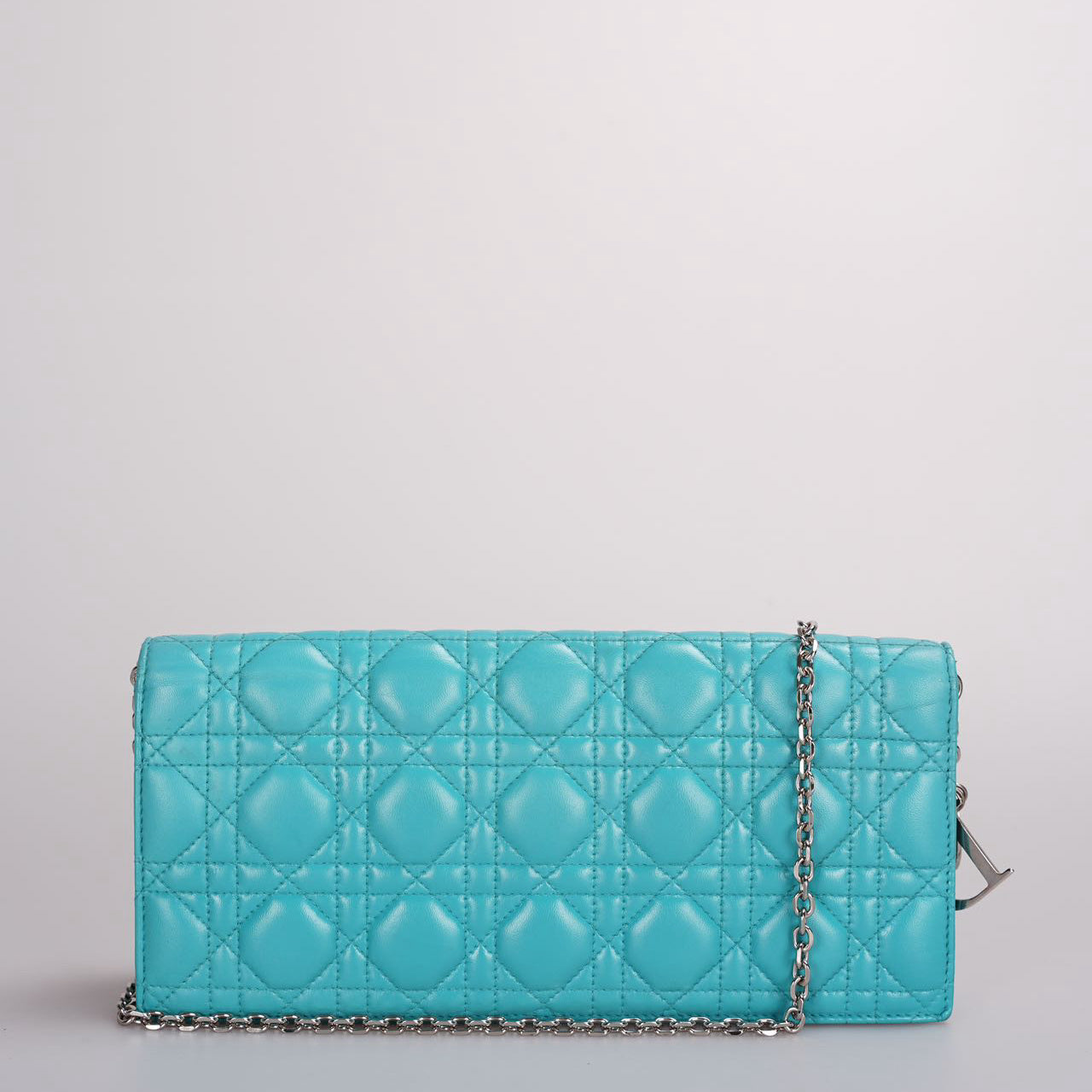 Dior Aqua Green Cannage Leather Lady Dior Chain Clutch Bag