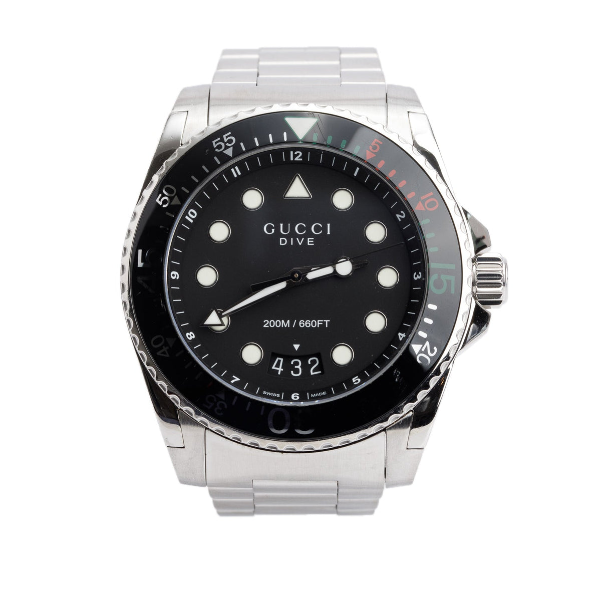 Gucci Stainless Steel Dive XL 45 MM Quartz Watch Black Dial YA136208
