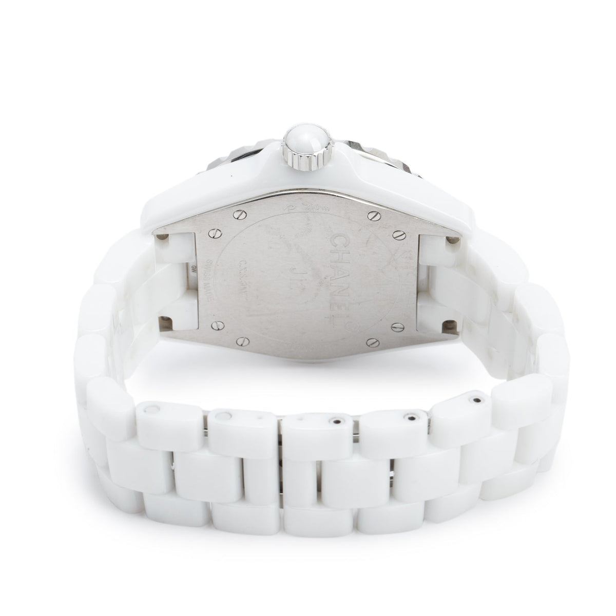 Chanel Stainless Steel & White Ceramic J12 39 MM Automatic Watch White Diamond Dial w/ Box & Papers