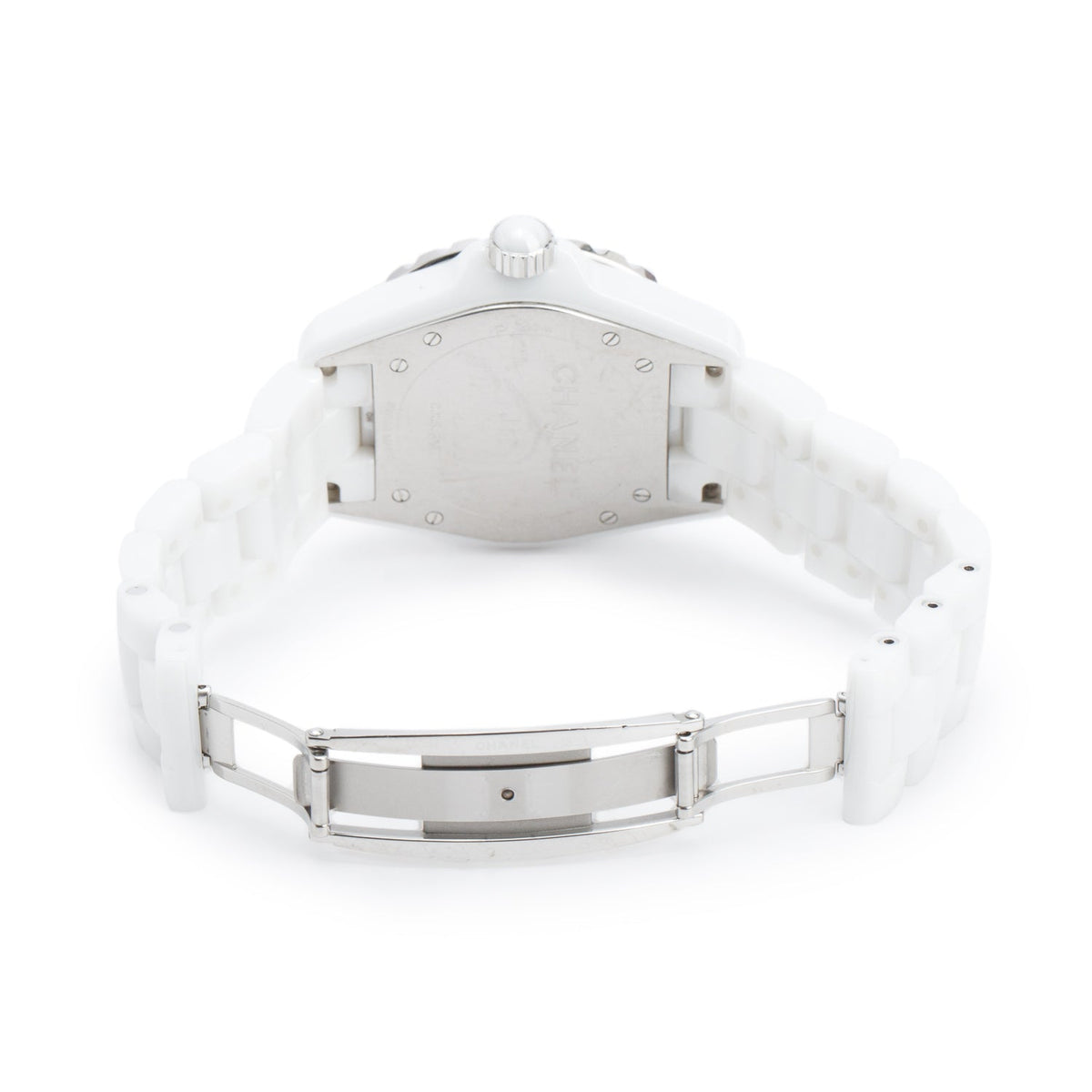Chanel Stainless Steel & White Ceramic J12 39 MM Automatic Watch White Diamond Dial w/ Box & Papers