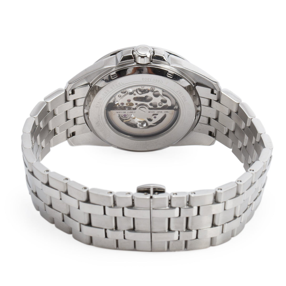 Bulova Stainless Steel Classic Sutton 43 MM Quartz Watch Blue Skeleton Dial 96A187 w/ Box