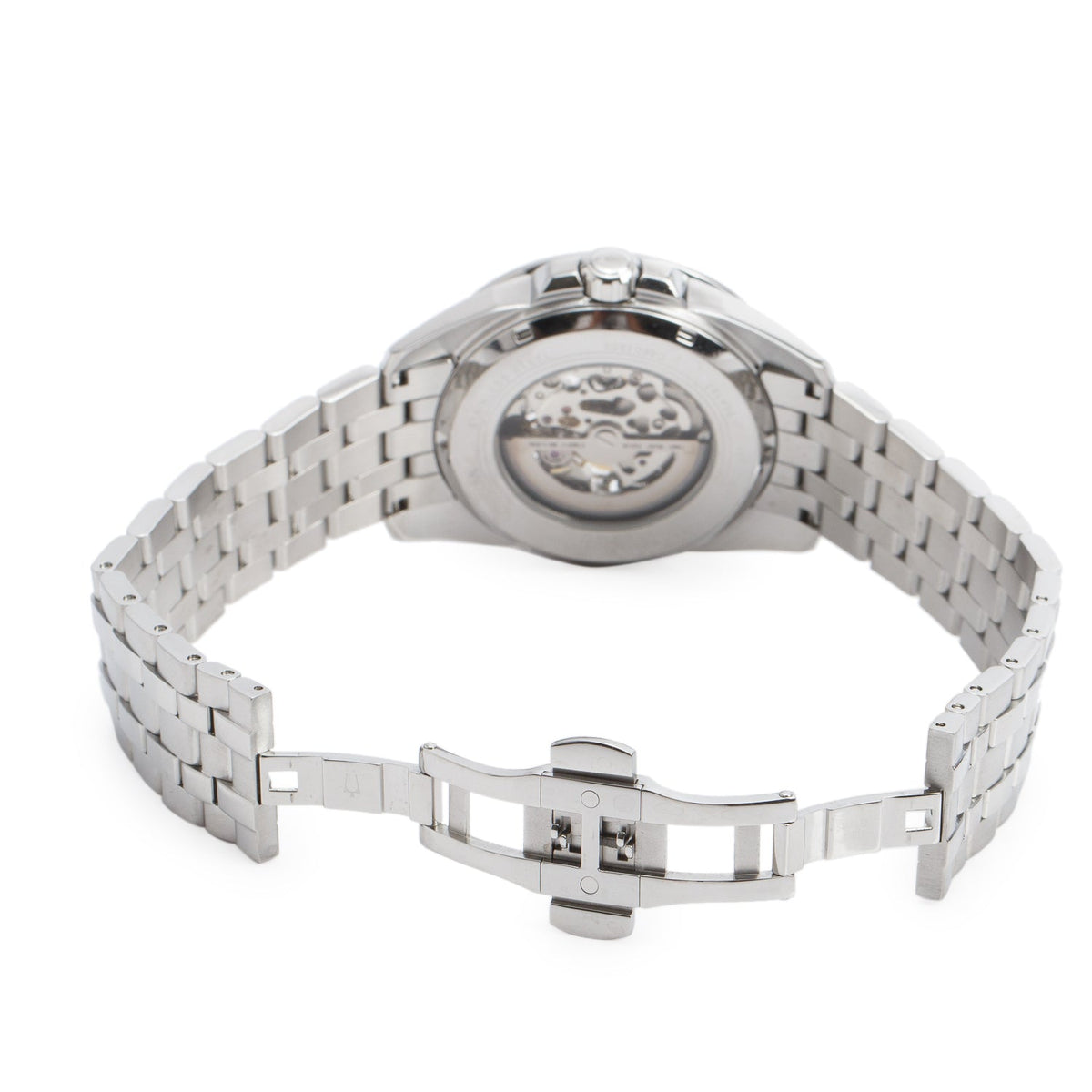 Bulova Stainless Steel Classic Sutton 43 MM Quartz Watch Blue Skeleton Dial 96A187 w/ Box
