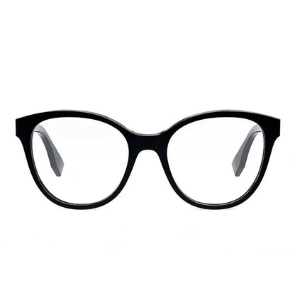 Fendi Eyeglasses Cat Eye Full Rim, Shiny Black Frame and Clear Demo Lenses Lens FE50024I001