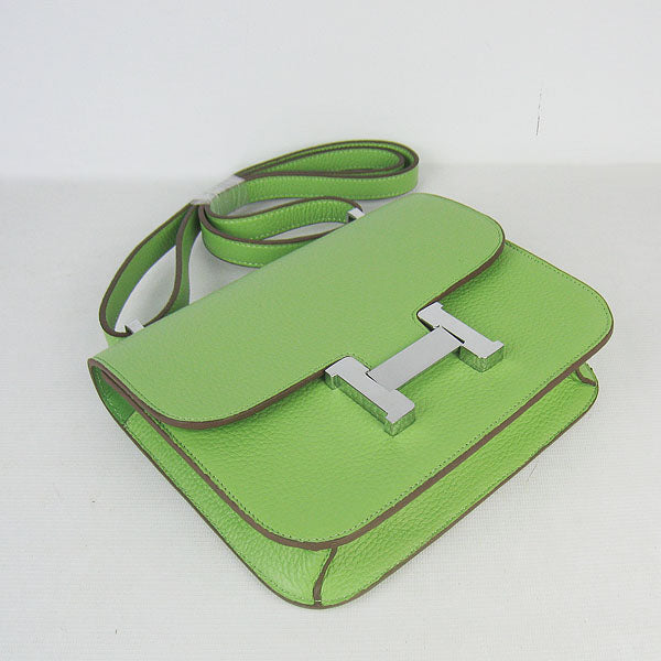 Luxury Hermes Constance Cowskin Leather Bag Green Silver
