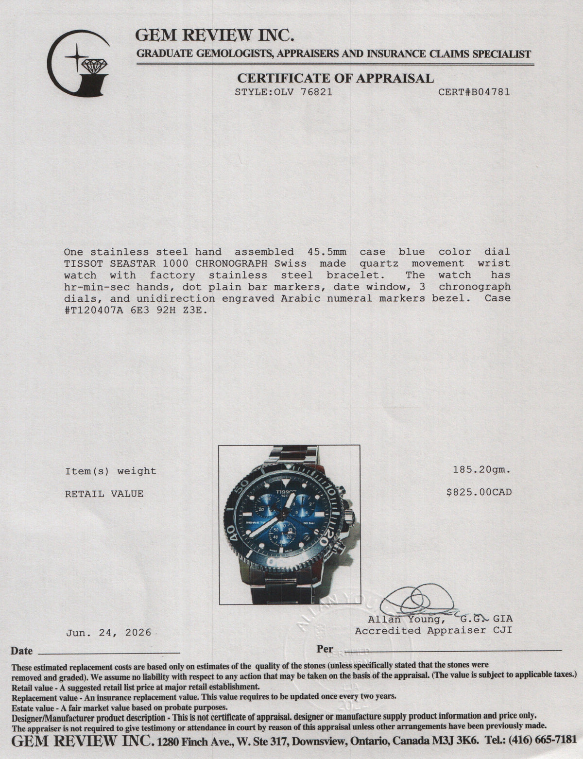 Tissot Stainless Steel Seastar 1000 45.5 MM Chronograph Quartz Watch Blue Dial w/ Box