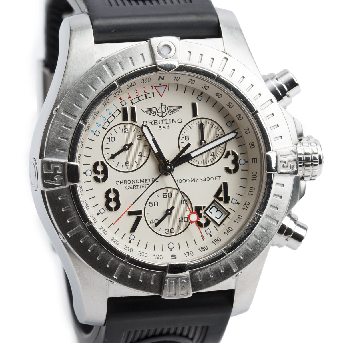 Breitling Stainless Steel Avenger Seawolf 45 MM Chronograph Quartz Watch White Dial A73390