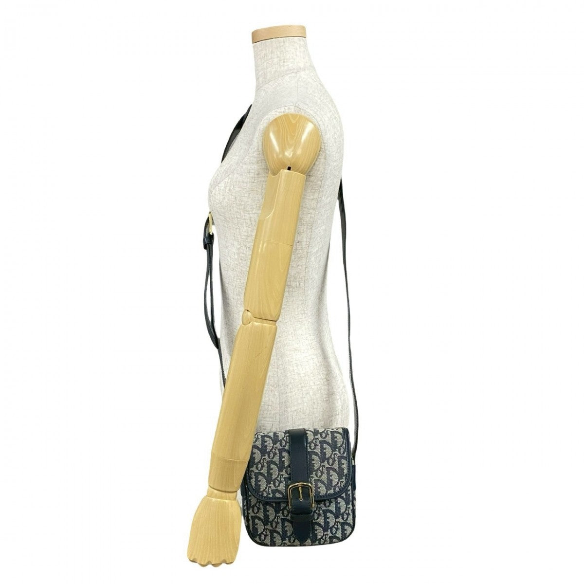 Dior Shoulder Bag Leather, Canvas Navy Trotter Pattern Women